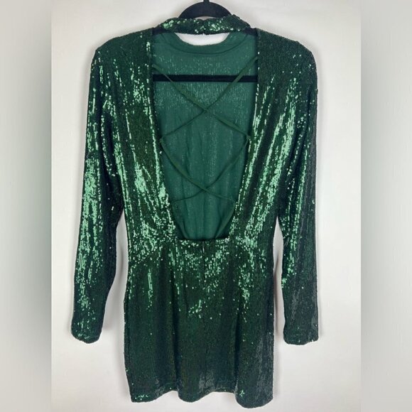 Nwt - Zara, Women’s Sequin Mini Dress - Green. Size: M. - Picture 3 of 15